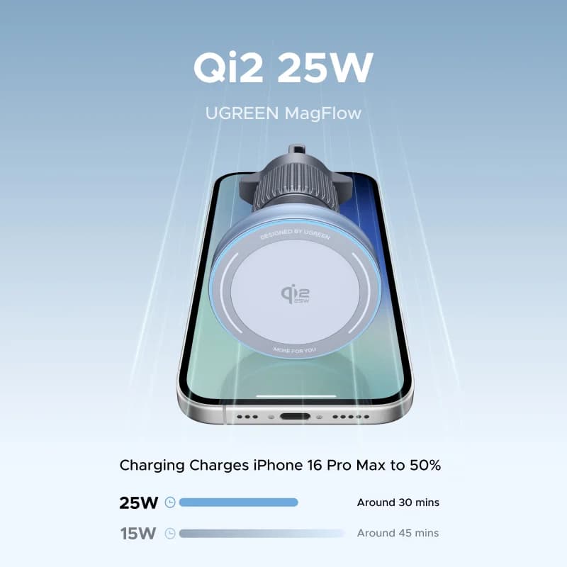 Qi2.2 Manyetik Kablosuz Araç Şarj Cihazı, 25W