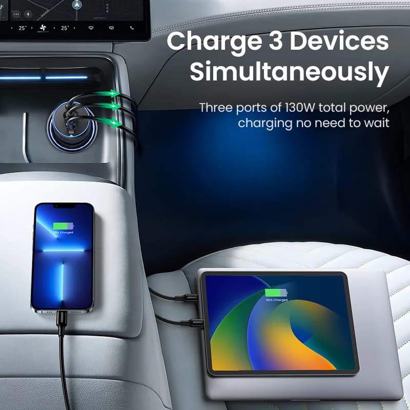 130W USB-C Hızlı Araç Şarj Cihazı, PD3.0