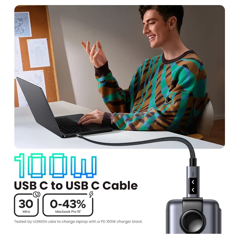 USB-C'den USB-C'ye Kablo, 100W PD, 0.5-3m