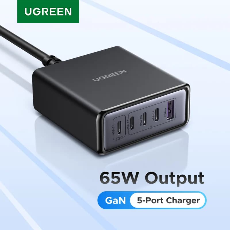 65W-100W 5'i 1 Arada GaN Masaüstü Şarj Cihazı (PD ve QC Destekli)