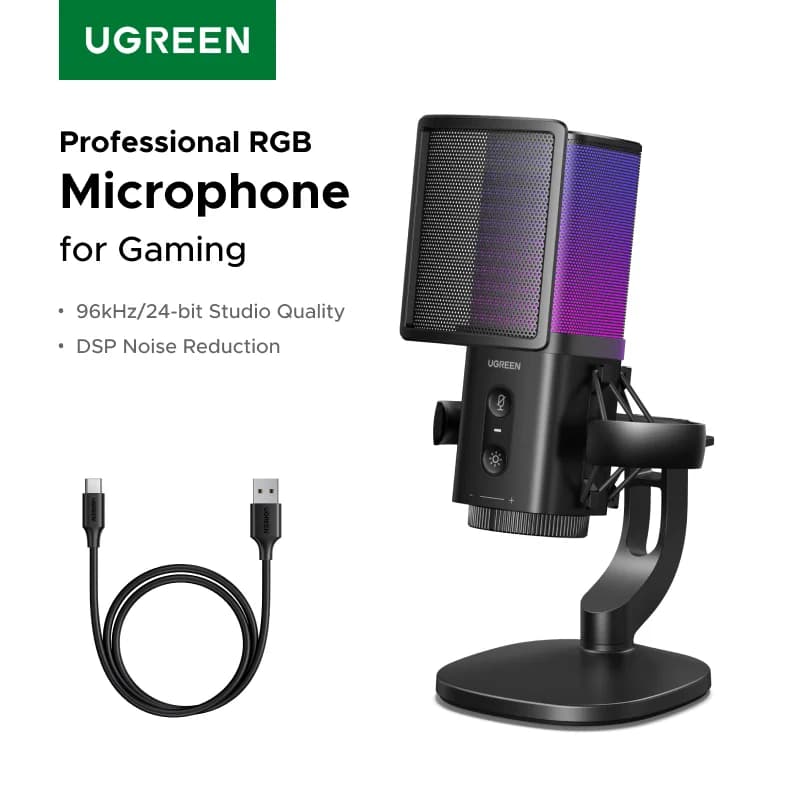 Dokunmatik Sessize Alma ve RGB Aydınlatmalı USB Mikrofon