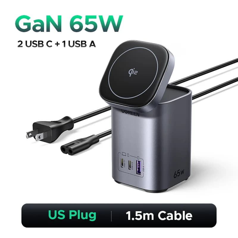 Qi2 Kablosuz Standlı 65W GaN Masaüstü Şarj Cihazı