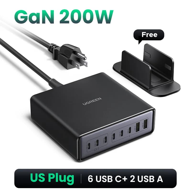 200W GaN Masaüstü Şarj Cihazı, ABD Fişli