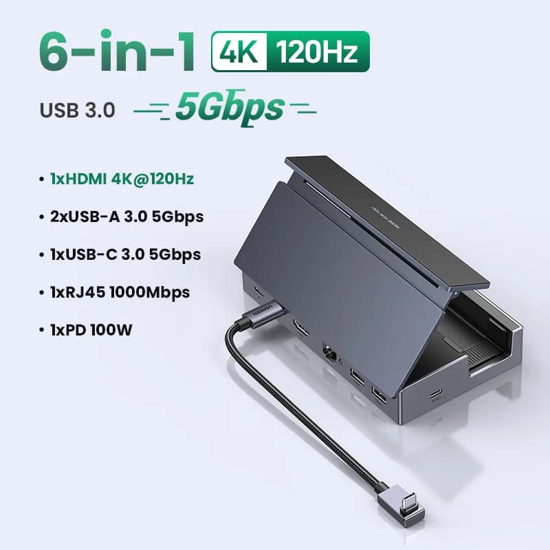 6'sı 1 Arada USB-C Docking İstasyonu, 4K HDMI, Ethernet