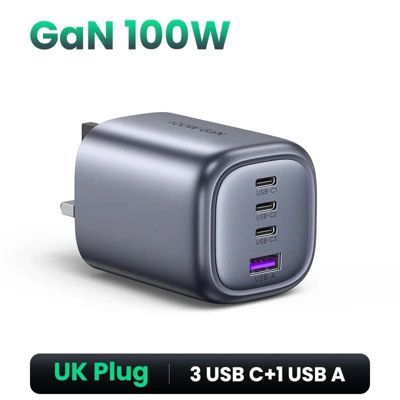 100W GaN USB-C Hızlı Şarj Aleti, UK Priz