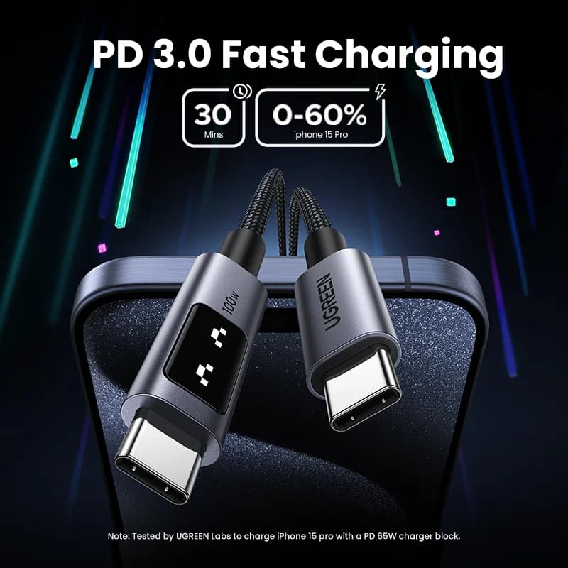 USB-C'den USB-C'ye Kablo, 100W PD, 0.5-3m