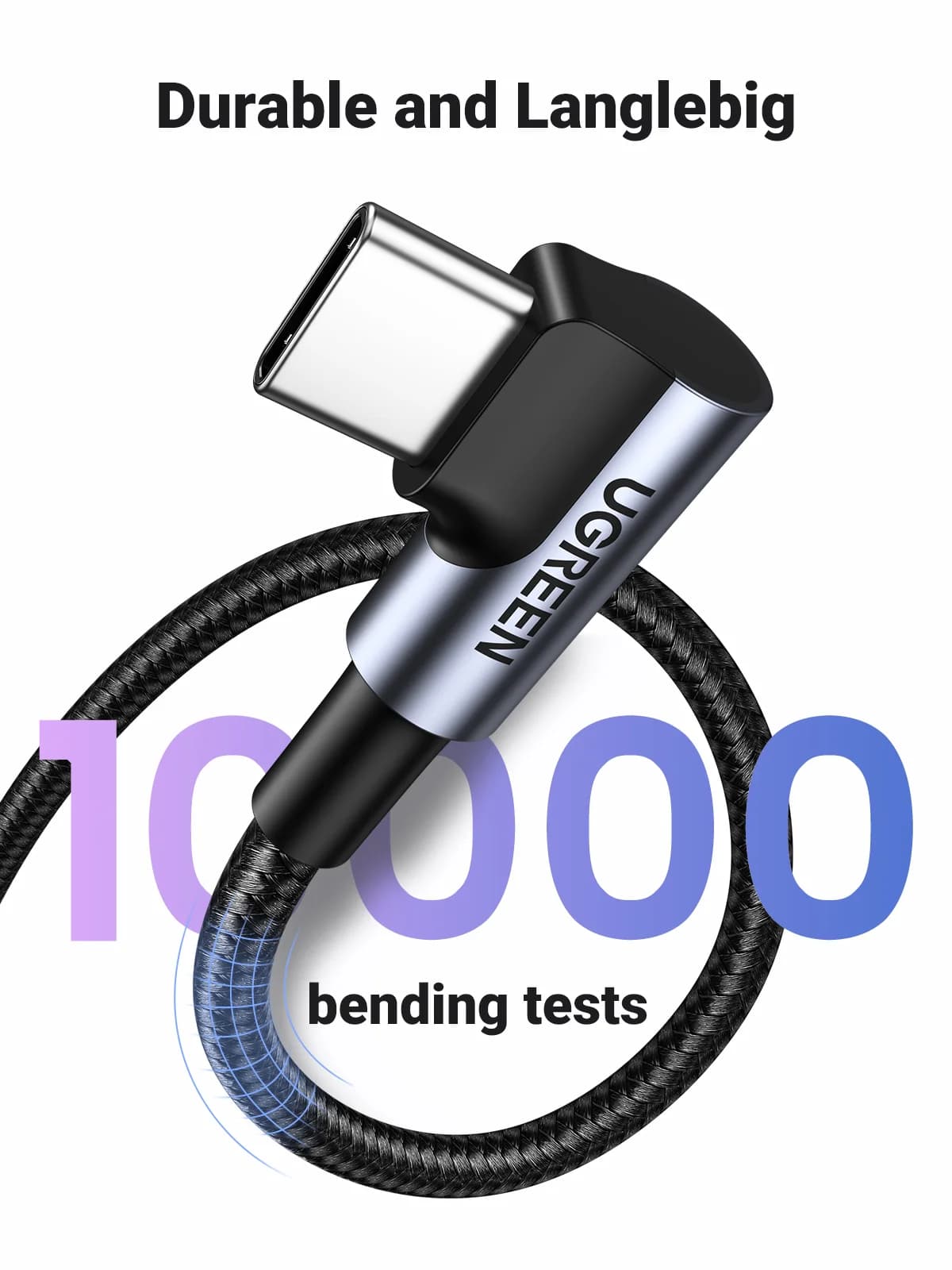 90 Derece Naylon USB-C to USB-C Kablo