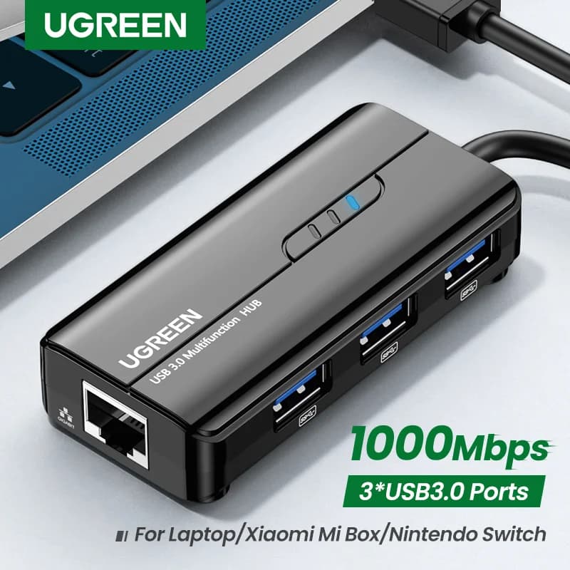 Hub'lı USB 3.0'dan Gigabit Ethernet'e Adaptör