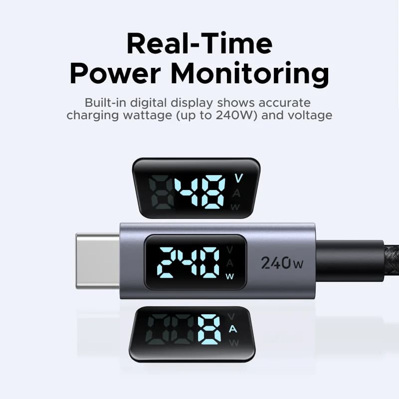 Dijital Güç Ekranlı 240W USB-C Kablosu