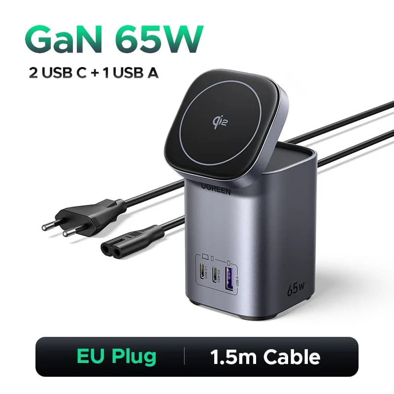 Qi2 Kablosuz Standlı 65W GaN Masaüstü Şarj Cihazı