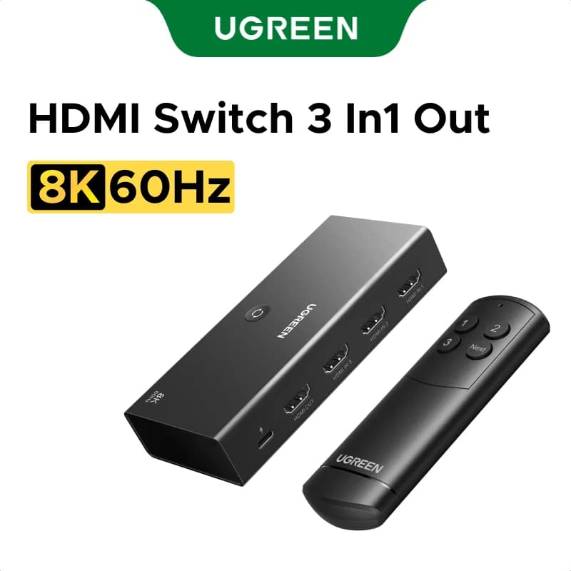 HDMI 2.1 Anahtarlayıcı 3 Giriş 1 Çıkış 8K Uzaktan Kumandalı