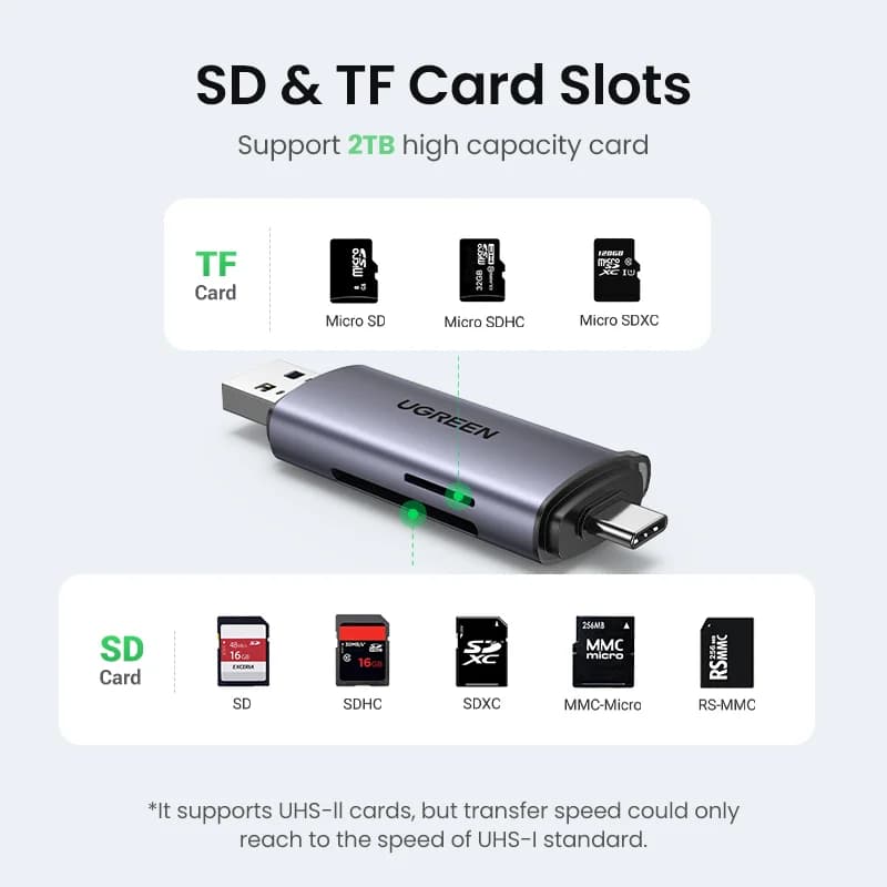 USB 3.0 & USB-C SD/MicroSD Kart Okuyucu