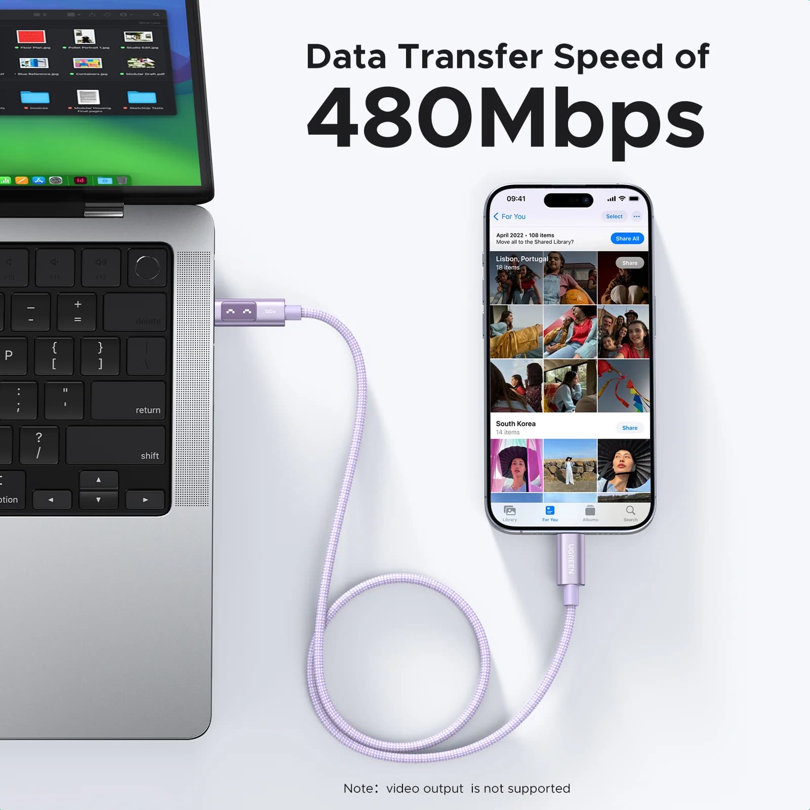 USB-C to USB-C Kablo, 100W PD, Çok Renkli
