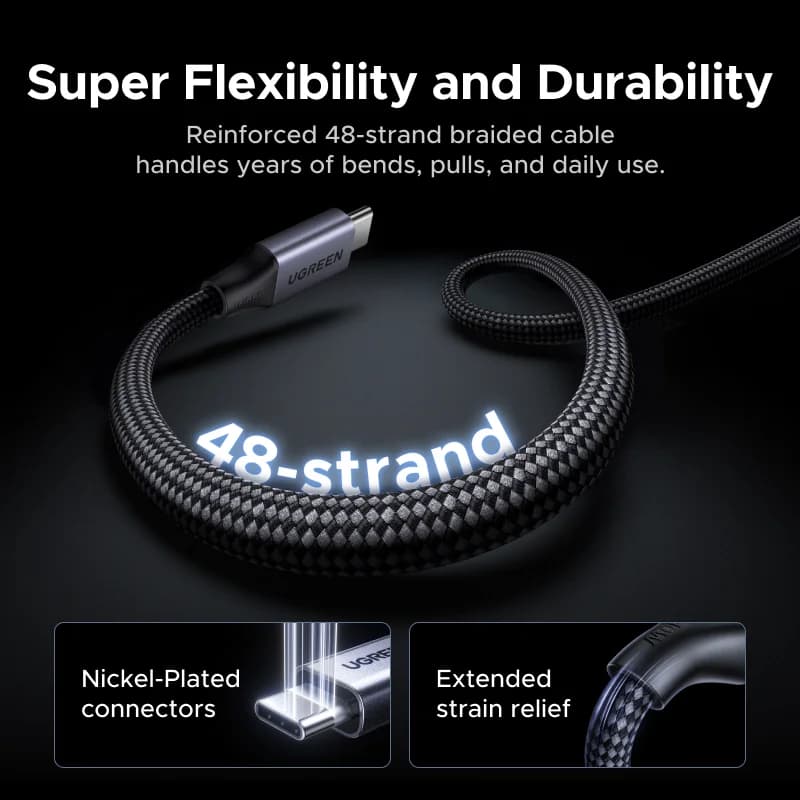 240W USB-C Mıknatıslı Örgülü Şarj Kablosu