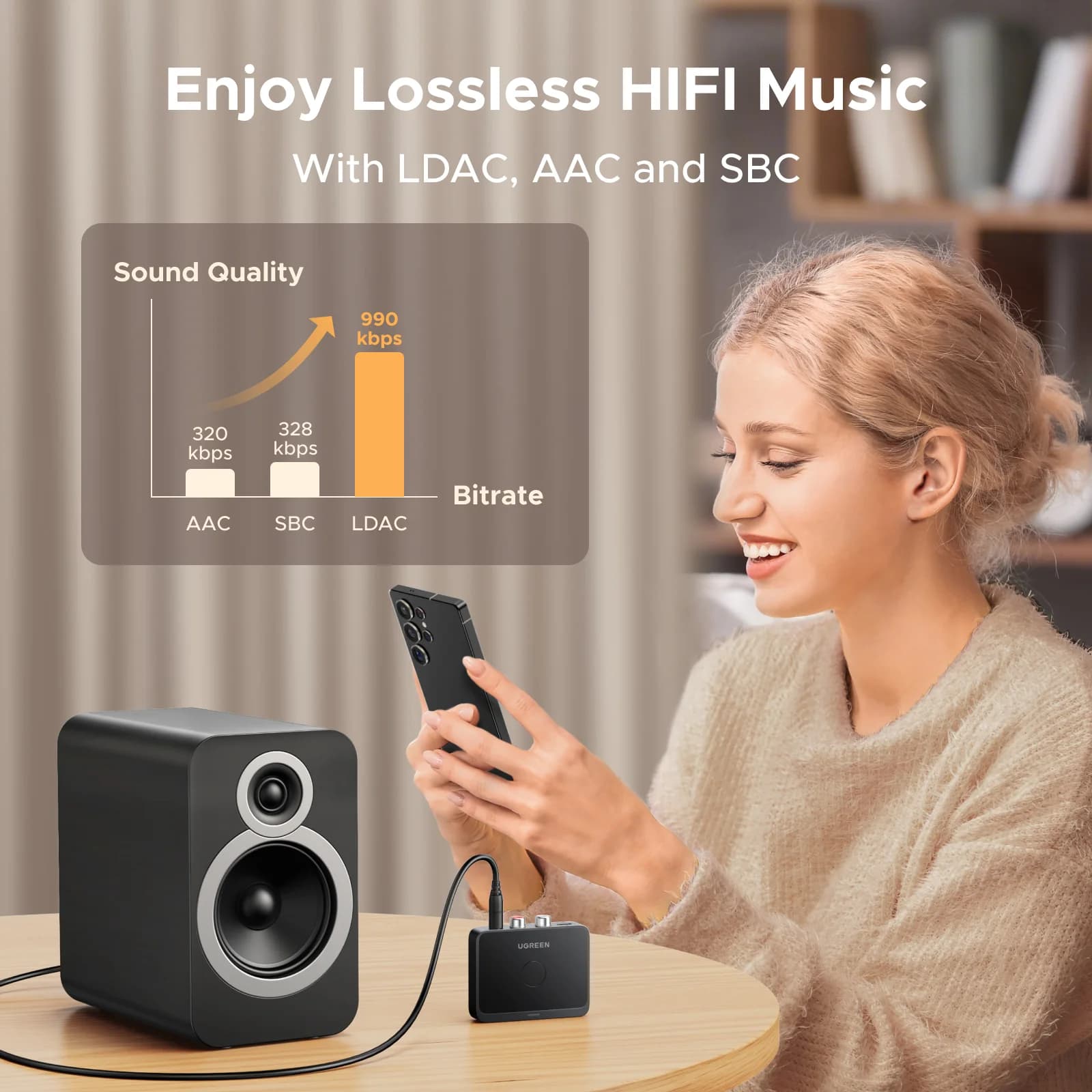 Bluetooth 6.0 Ses Alıcısı, 3.5mm ve RCA