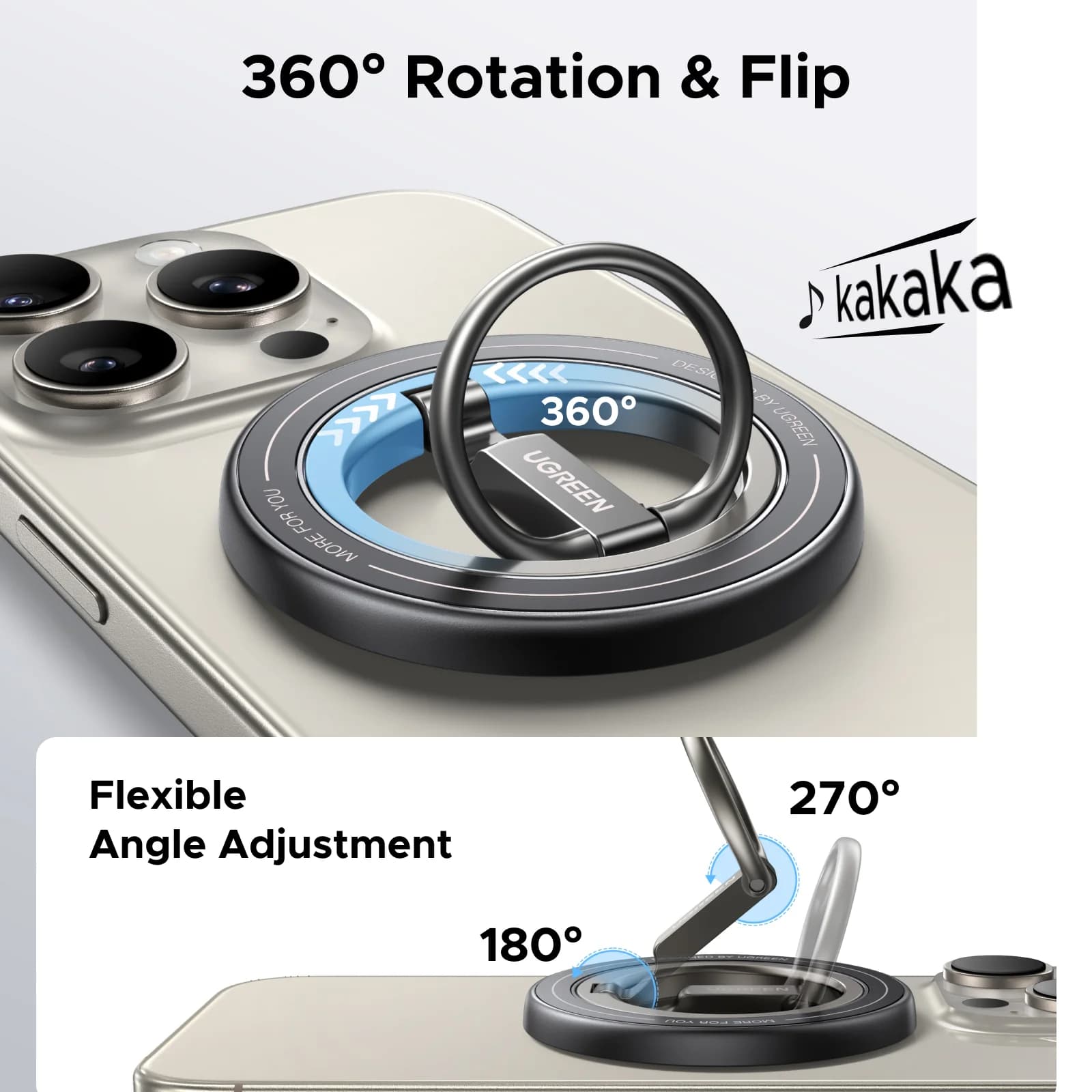 360° Dönebilen Çift Yönlü Manyetik Telefon Halka Tutucu