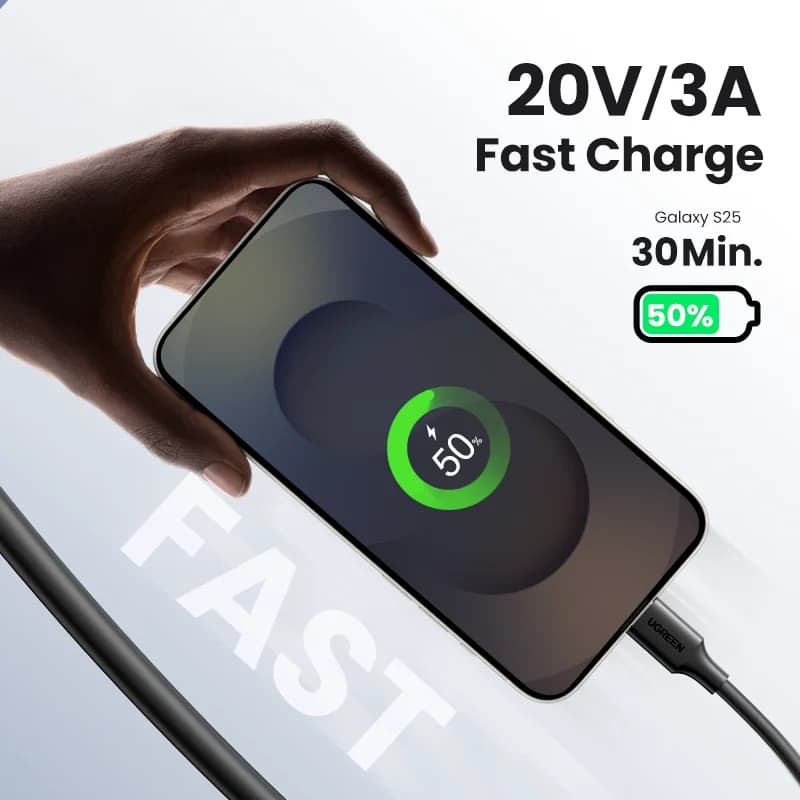 USB-C to USB-C Kablosu, 60W PD Hızlı Şarj