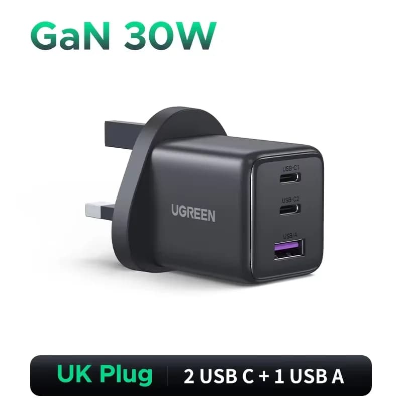 45W GaN USB-C Hızlı Şarj Adaptörü, İngiltere Fişi