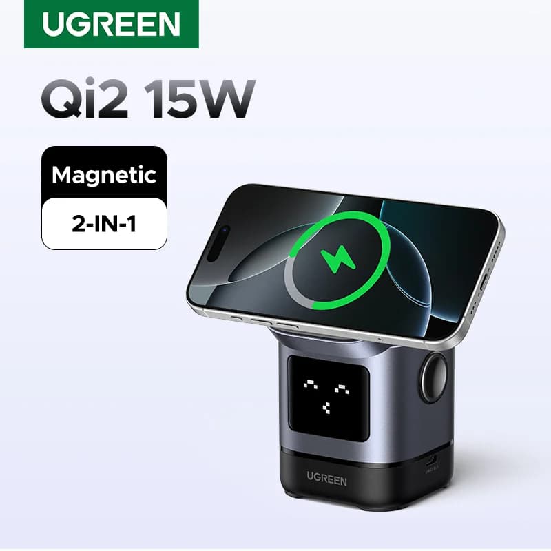 Kabloyla Birlikte Qi2 15W Mıknatıslı Kablosuz Şarj Standı