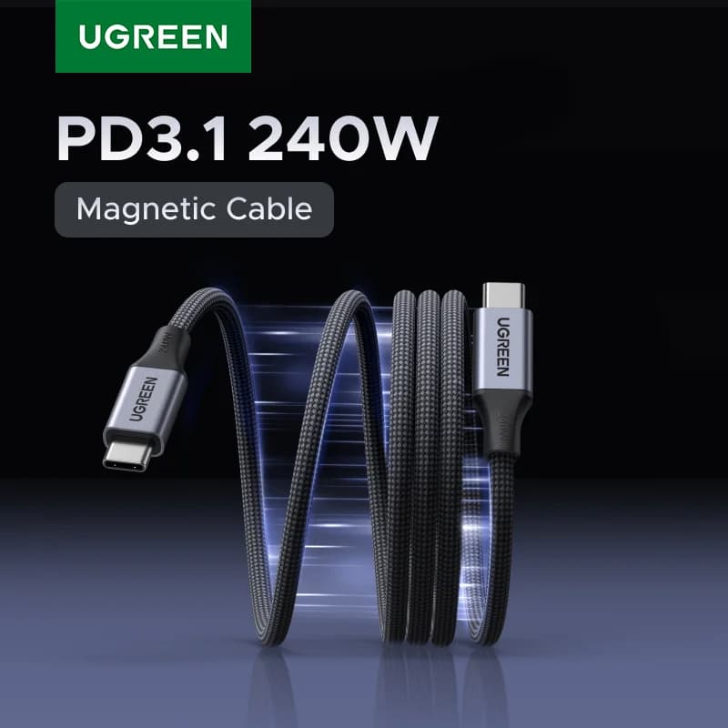 240W USB-C Mıknatıslı Örgülü Şarj Kablosu
