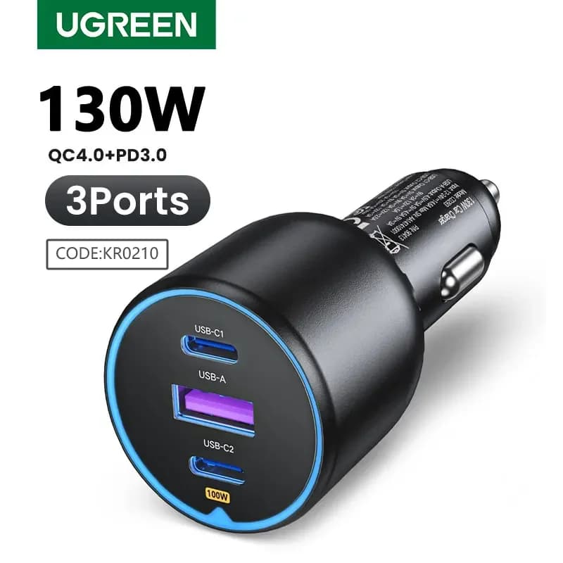 130W Çift USB-C Araç Şarj Aleti
