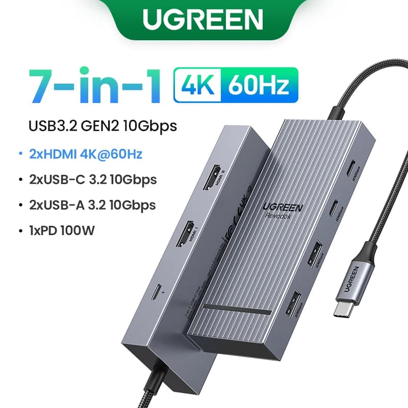 Çift HDMI & RJ45'li USB-C Hub