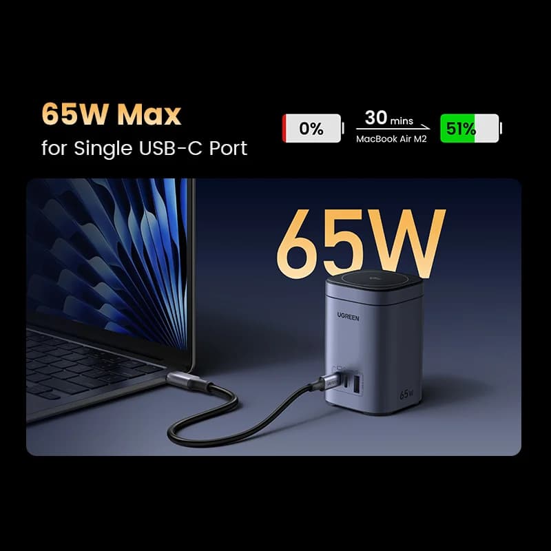 Qi2 Kablosuz Standlı 65W GaN Masaüstü Şarj Cihazı